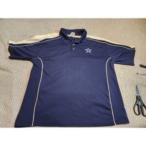 Dallas Cowboys NFL Polo Shirt Mens XL Navy Blue White Mesh Embroidered Star Logo